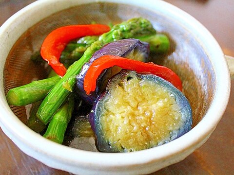 茄子とアスパラの揚げびたし＊冷菜